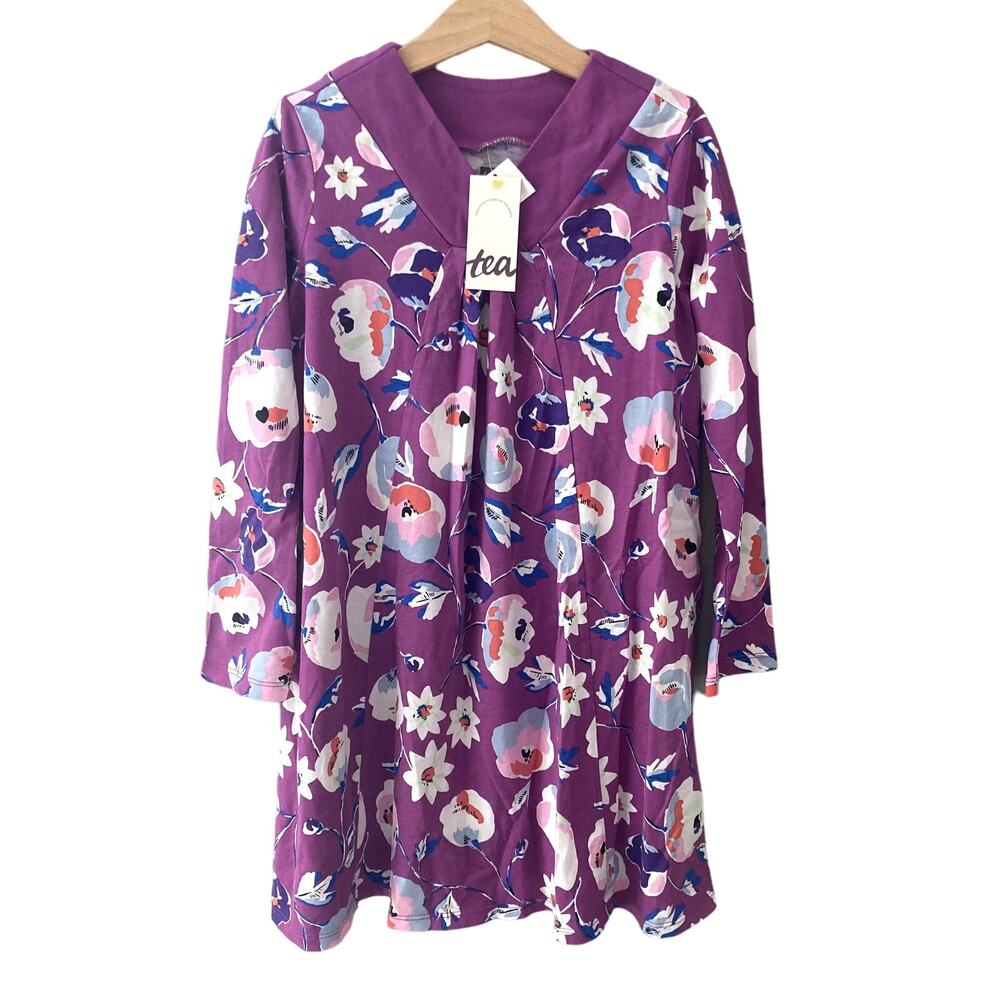Tea Collection NEW Riko Trapeze Dress - Swedish Flowers - Purple - 7